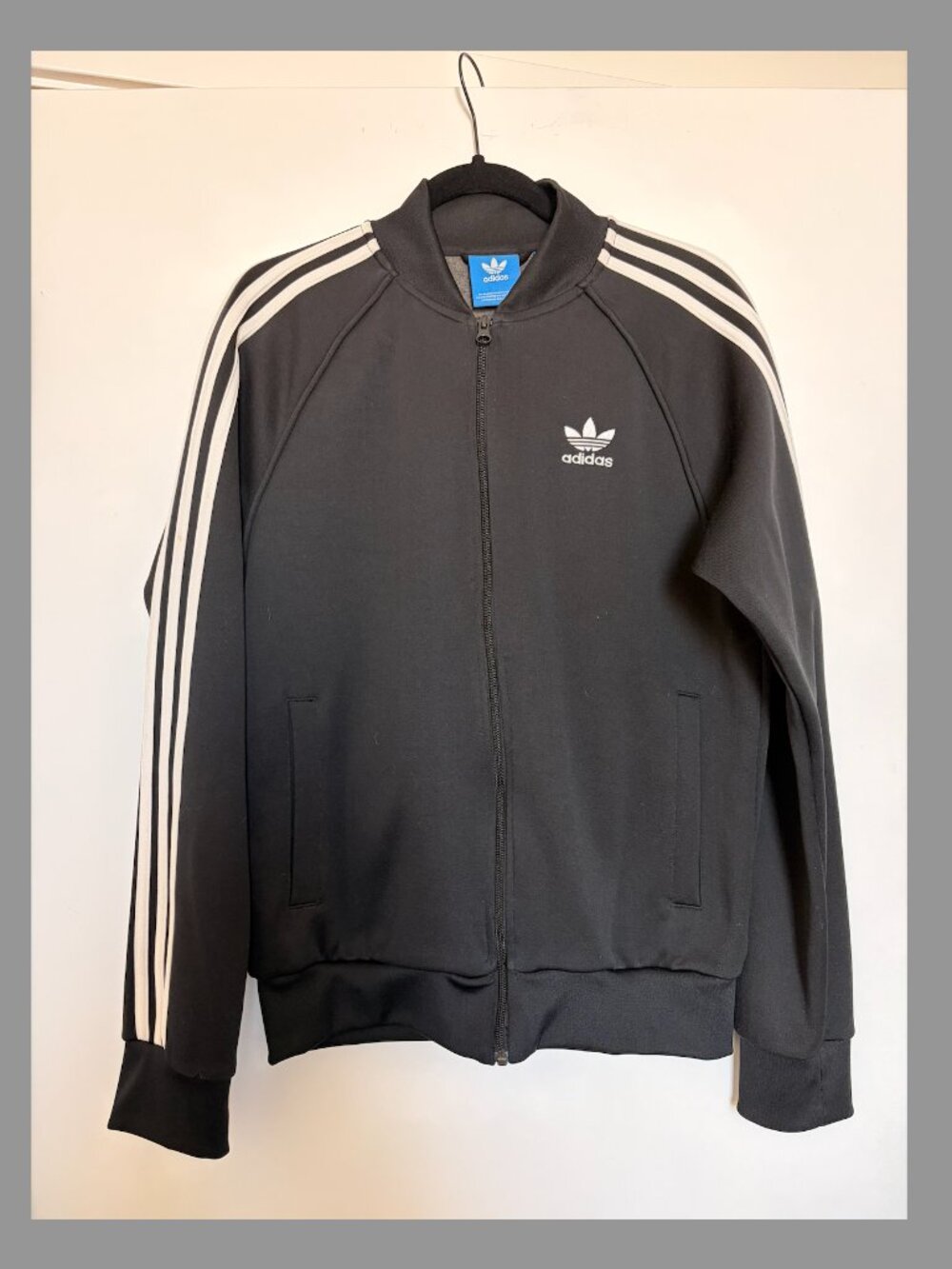 BRAND NEW WITHOUT TAGS ADIDAS TRACK JACKET SIZE M BLACK WITH WHITE STRIPES